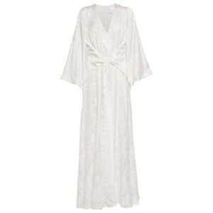 GALVAN London Havana Silk Jacquard Wrap gown White Maxi Dress